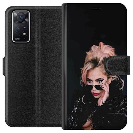 Kompatibel Tegnebogsetui til Xiaomi Redmi Note 11 Pro 5G Lady Gaga portræt med solbriller og dramatisk makeup i mørk glamorøs stil