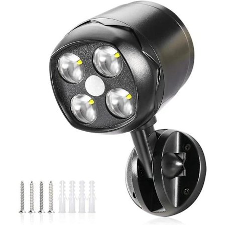 Rörelsesensorlampa utomhus, vattentät rörelsedetektor säkerhetslampa med 600 lumen LED, batteridriven trådlös spotlight, SD
