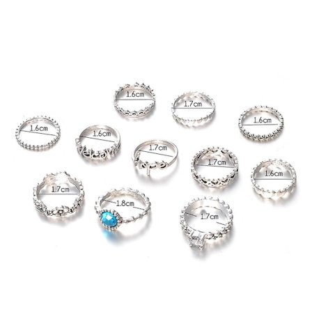 11 st Hopp Välkommen Hjärta Zirkon Ihålig Knuckle Finger Ring Set Dam Smycken