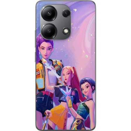 Kompatibelt Mobildeksel til Xiaomi Redmi Note 13 4G Futuristiske popdamer i neonfarger med magiske detaljer mot en drømmeaktig galaksebakgrunn