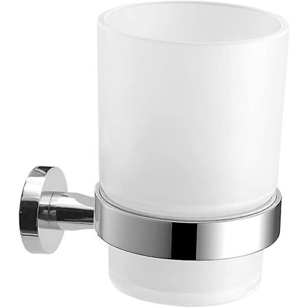 Veggmontert frostet glass og tannbørsteholder i rustfritt stål