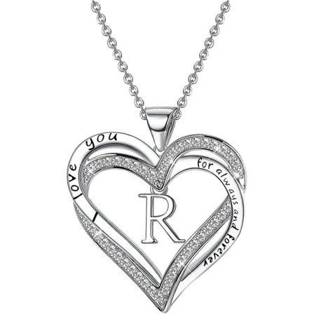Halskjede med initialbokstav, hjerte, for kvinner, A til Å 26 bokstaver, kjærlighet, personlig smykke, motecharm, kjede, fødselsdag, jul, Valentinsdag