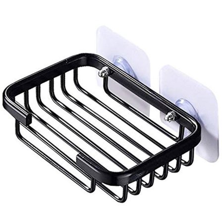 Selvklæbende sæbeskål til vægmontering - Sort - Ingen huller nødvendige