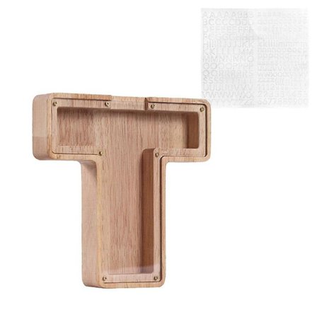 Henkilökohtainen puinen säästölipas nimellä, puinen possulipas, 26 englanninkielistä kirjainta, joulukoristeet{AZC}