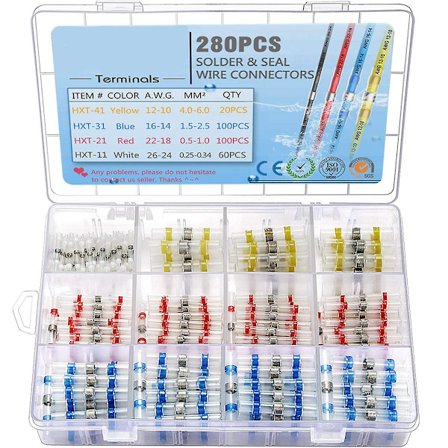 Elektriska kabelskor Löd Värme krympslang Elektrisk koppar Löd skarv Tråd Kabelkontakt Värme krymp 4 Klämma storlekar 280st