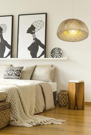 Aneta Lighting MALACCA taklampe 45cm, natur, flettet bambus, E27