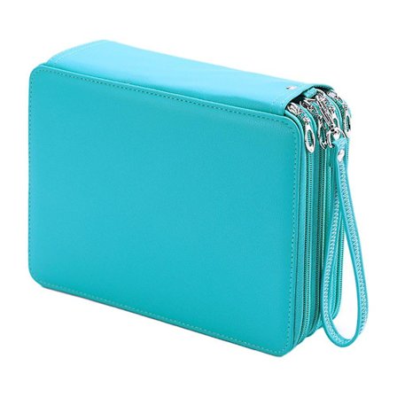 Farvet penalhus i PU-læder med ruminddeling - praktiske store penalhuse til akvarelblyanter, almindelige blyanter