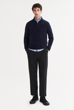 Soft Goat - Men's Half Zip - Men cashmere sweater - S - Navy