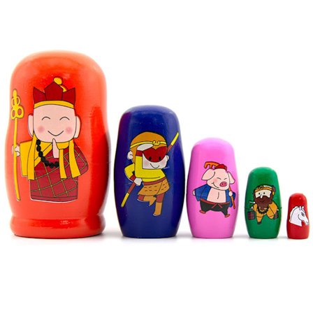 Rejse til Vesten nesting dukker, 5-delt russiske nesting dukker Rejse til Vesten karakterer håndlavet træ
