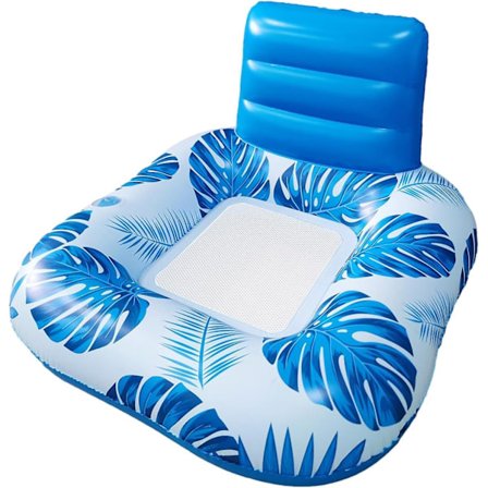 Uppblåsbar pool flyter stol för vuxna tonåringar, bärbar pool solstol vatten stol pool flyter flotte med mugghållare & ryggstöd