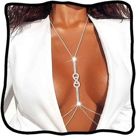 Glitrende Rhinestone BH-kæde Sølv Brystkæder y Bikini Kropssmykker til Kvinder