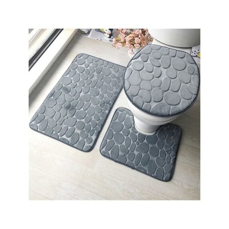 3-teiliges Badezimmer-Teppich-Set, weiches, rutschfestes 3-teiliges Badezimmer-Teppich-Set, Badezimmer-Teppich-Duschmatten-Set, Toilettensitz-Decke, 