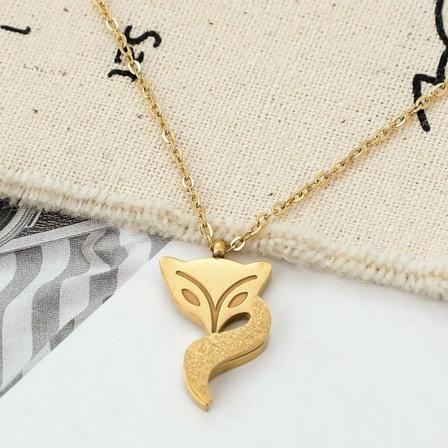 Personlig gave guldbelagt halskæde Fox rustfrit stål dyr Gold one size