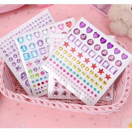 4 stk. Pigehjerte skinnende stjerner krystal diamant klistermærker søde kreative DIY mobiltelefon album dekoration farve klistermærker klistermærker