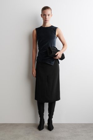 COS Femme Haut Asymétrique En Velours in Bleu