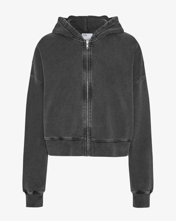 Organic Crop Zip Hood - Faded Black - Female - M