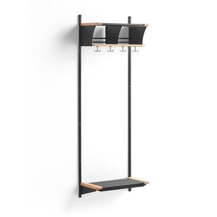 Garderobenschrank JEPPE mit 2 Fächern, Grundelement, 1790x600x310 mm, dunkelgrau/birke