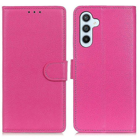 PU-läderplånboksfodral med litchistruktur för Samsung Galaxy A56 5G, rosa ros