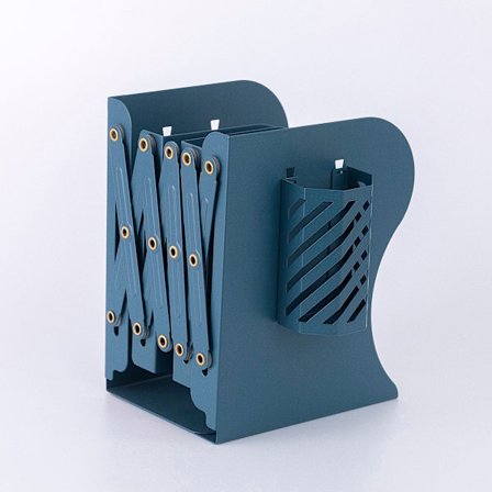 Bogstøtter, bogstøtter med penneholder, justerbar bogstøtte, skridsikre bogstøtter til hjemmekontor skole, udvider op til 19" (blå)