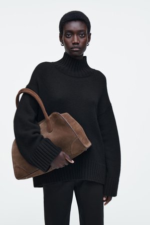 COS Women's Small Studio Bowling Bag Leather in Brown