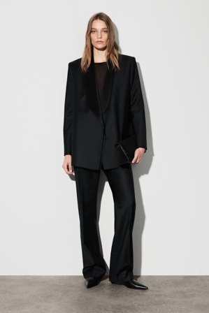 COS Femme Blazer De Smoking En Satin De Laine in Noir