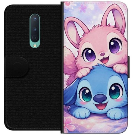 Yhteensopiva Lompakkokotelo OnePlus OnePlus 8 Suloinen kawaii-aiheinen kuvaus vaaleanpunaisilla ja sinisillä fantasieläimillä, suurilla silmillä j