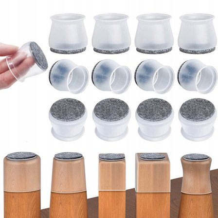 20 x Filt Silikone Bord- og Stolbeskyttere, Silikone Stolbeskyttere, Ridsefast, Skridsikre Fødder, Egnet til Gulve