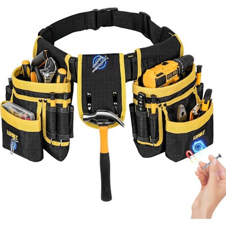 Työkaluvyö, magneettinen työkalutasku, 27 taskua, raskaan käytön pehmustettu työkaluvyö miehille, irrotettava ja säädettävä työkalutasku 