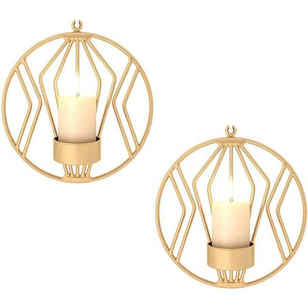 Gull - 2 stk metall vegglampetter, veggdekorasjoner, lysestaker