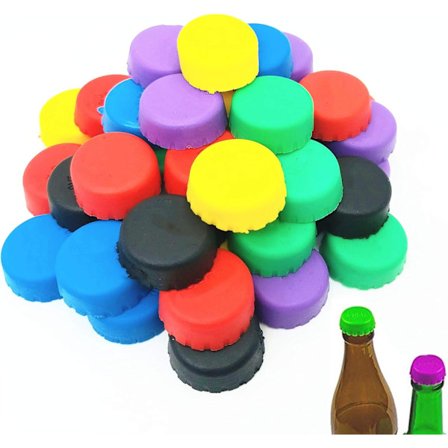 48 STK Silikon Flaskekorker Ølbeskyttere Lokk Gjenbrukbare Gummi Ølkorker Beskytter Fargerik Flaskestopper for Hjemmebrygging Øl Kjøkkenutstyr