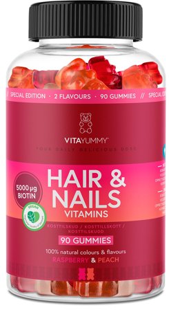VitaYummy Hair & Nails Mixed, Raspberry & Peach 90 stk., Helse & Madvarer, Hud, Hår & Negle, Kosttilskud Til Neglene