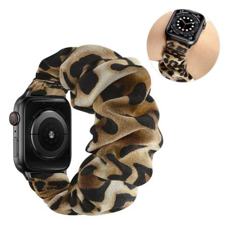 Apple Watch 40mm elastisk hårbåndsurrem - Brun Leopard / Størrelse: L Brown