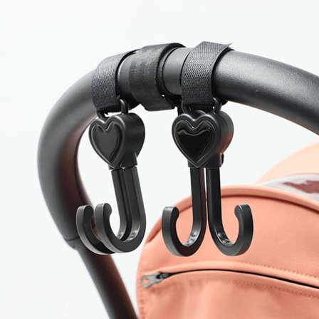 Klapvognskroge, Hjerteformet Velcro-krog til at hænge tasker, rygsække, tegnebøger. Klapvognstilbehør, universel pasform