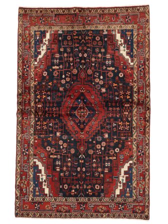Oriental Nahavand Rug 144X226 Black/Dark Red Wool, Persia