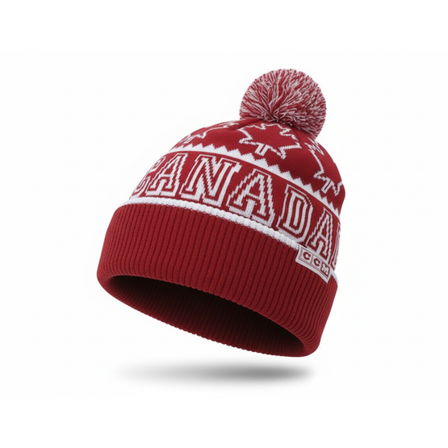 CCM - Röd pom Beanie - Flag Team Canada Knit Harvard Red Pom @ Hatstore