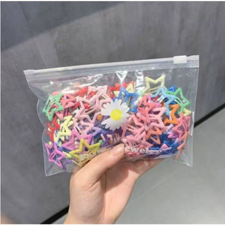 Stjärnformade söta hårklämmor för barn flickor blandade färger mini hårnålar klor