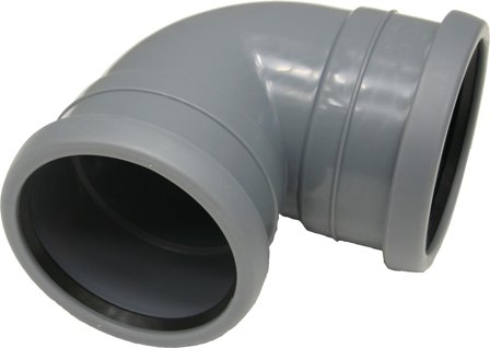 Pipelife 172364 Bøy med 2 muffer, 88,5° 75 mm, Innendørsavløp