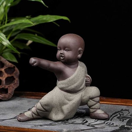 Miniatyr Buddha-figur i keramik, liten söt Buddha-staty, munkfigur, kreativt hantverk, babydockor, prydnader, kinesisk delikat present, konst och 