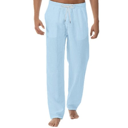 Byxor med dragsko i bomull, linne för män