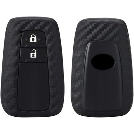 Auton avaimen kotelo, hiilikuituinen kuvio, pehmeä silikoninen, Toyota CHR C-HR Camry Prius Prado 2 painiketta avaimetonta kaukosäädintä varten