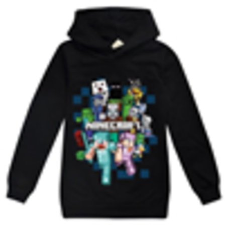 Børn Minecraft Jumper Hoodie Sweatshirt Langærmet Trøje Topper Sort