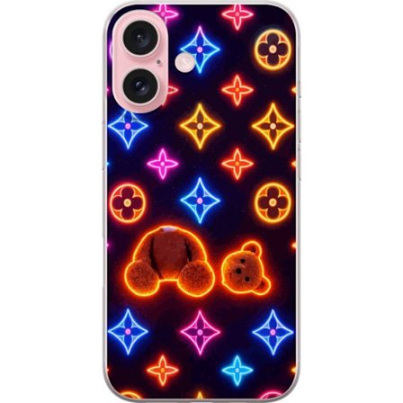 Yhteensopiva Puhelinkuori Apple Apple iPhone 16 Neonvärisellä ylellisellä kuviolla, jossa hehkuvia nalleja pop-taide-esteetiikassa