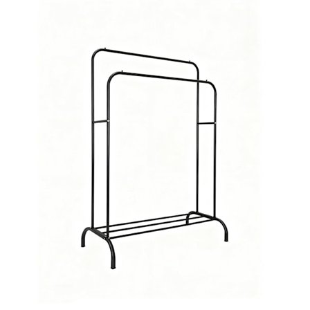 Kaksinkertainen vaatetanko hyllyllä – metallia, vapaasti seisova