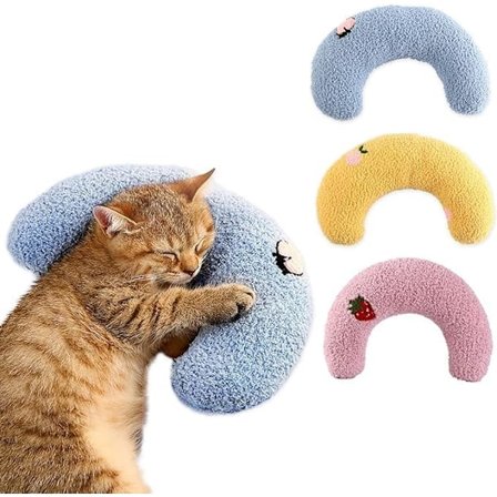 Kattepude Blødt Legetøj Kat Beroligende Pude til Hund Angstlindring Hvalpe Krammepude Nakke U-Formet Pude Hundeseng Pude Søvnforbedring (3)