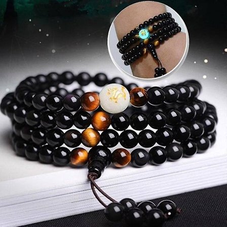 108 pärlor Onyx Luminous Mala Blet Layer Vinta