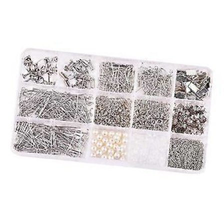Örhänge Fynd Set Ögonnålar Örhänge Tillverkningsmaterial Kit för Halsband Smycken (Argent)