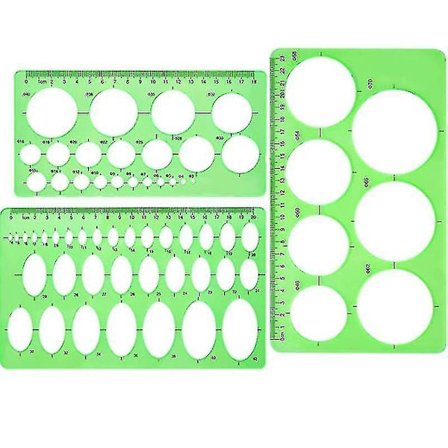 3 stk. cirkulær skabelon måle geometri lineal