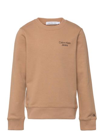 Ckj Stack Logo Sweatshirt Sweatshirt Trøje Beige Calvin Klein