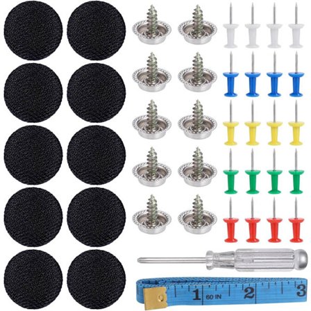 Festemidler for biltak, 65 delers reparasjonssett for biltak med 65 fargede knappenåler og 1 skrutrekker, 1 målebånd for alle permanente biltak [YJD]