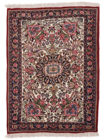 Handgeknüpft Bidjar 98X145 Wollteppich Schwarz/Dunkelrot Klein